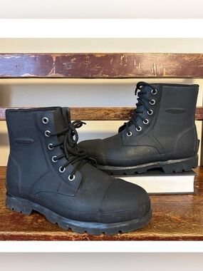 Muck Boot Co Black Steel Toe Lace Up Boots Rubber